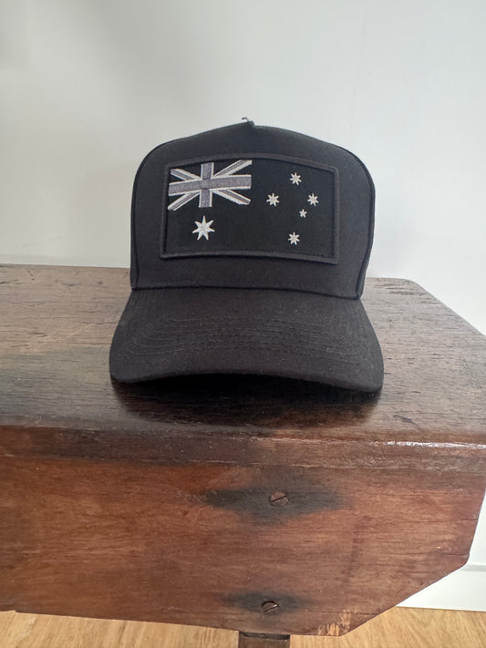 Two Flogs Black Austraian Flag Hat