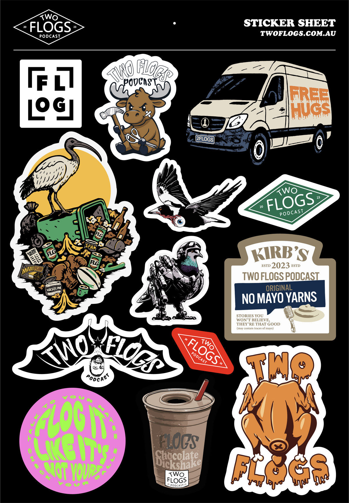 Two Flogs Sticker Sheet